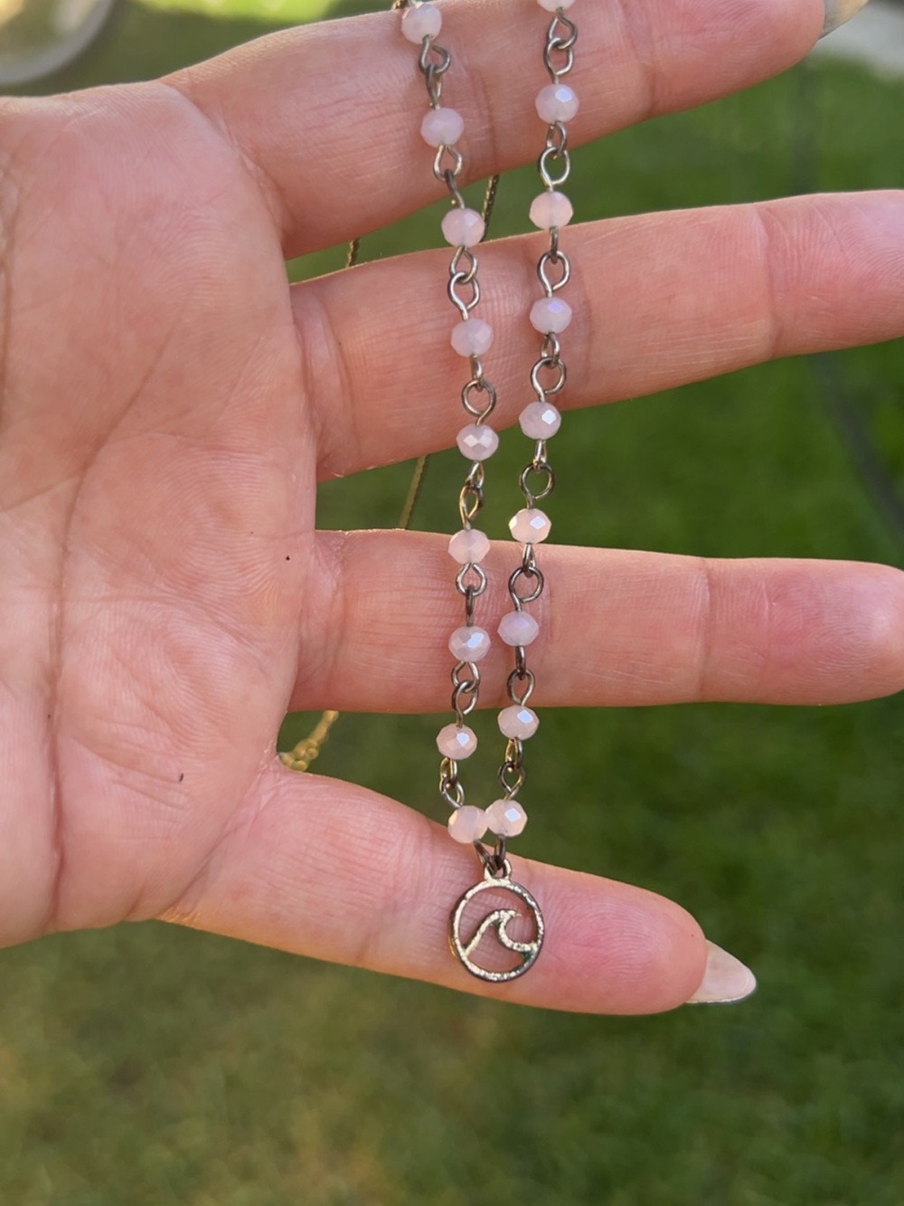 Adult Jewels Ocean Wave Beaded Pendant Necklace Pink - Picture 3 of 6